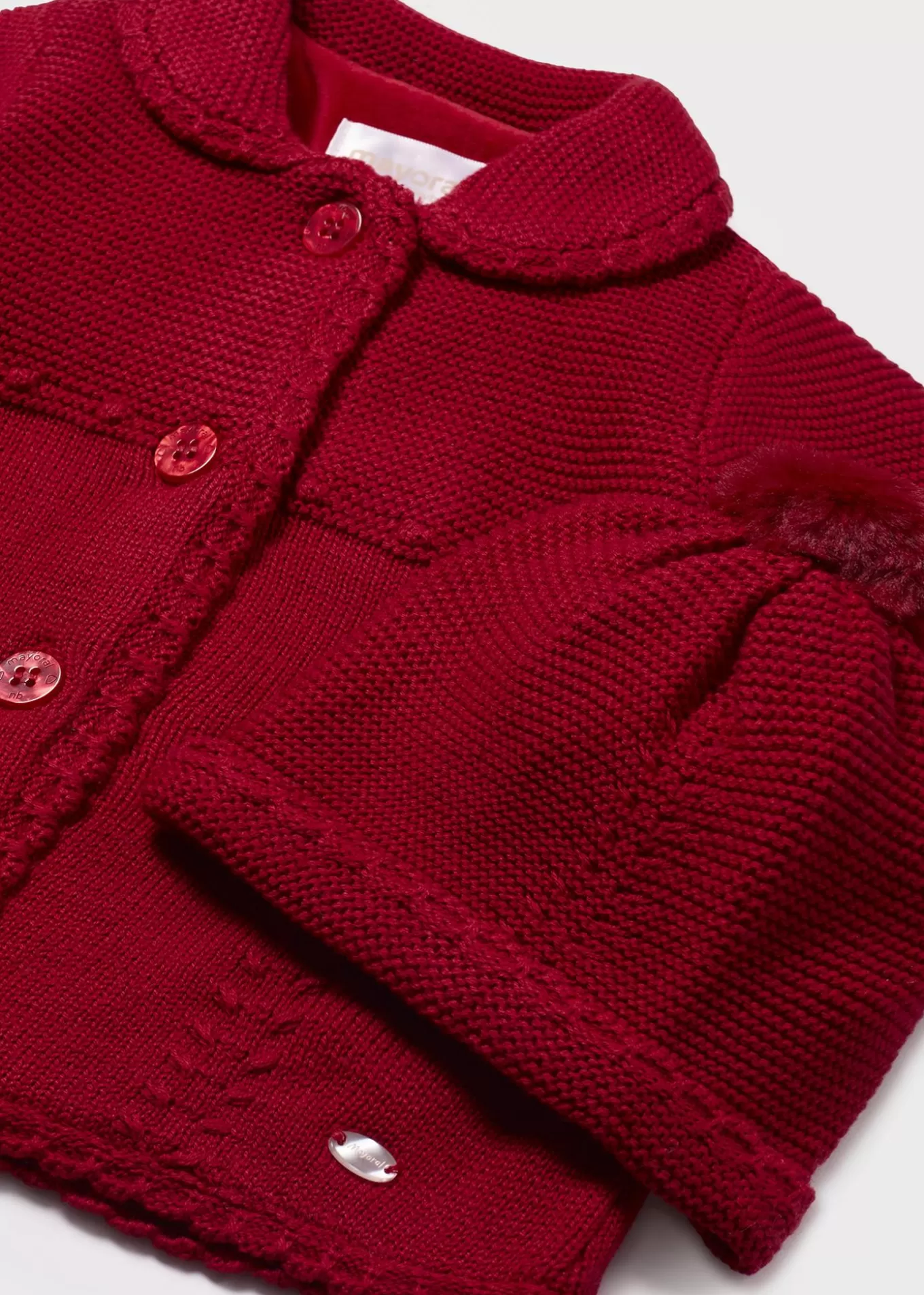 Abrigos Y Chaquetas^Mayoral Abrigo tricot con gorro recién nacida Rojo