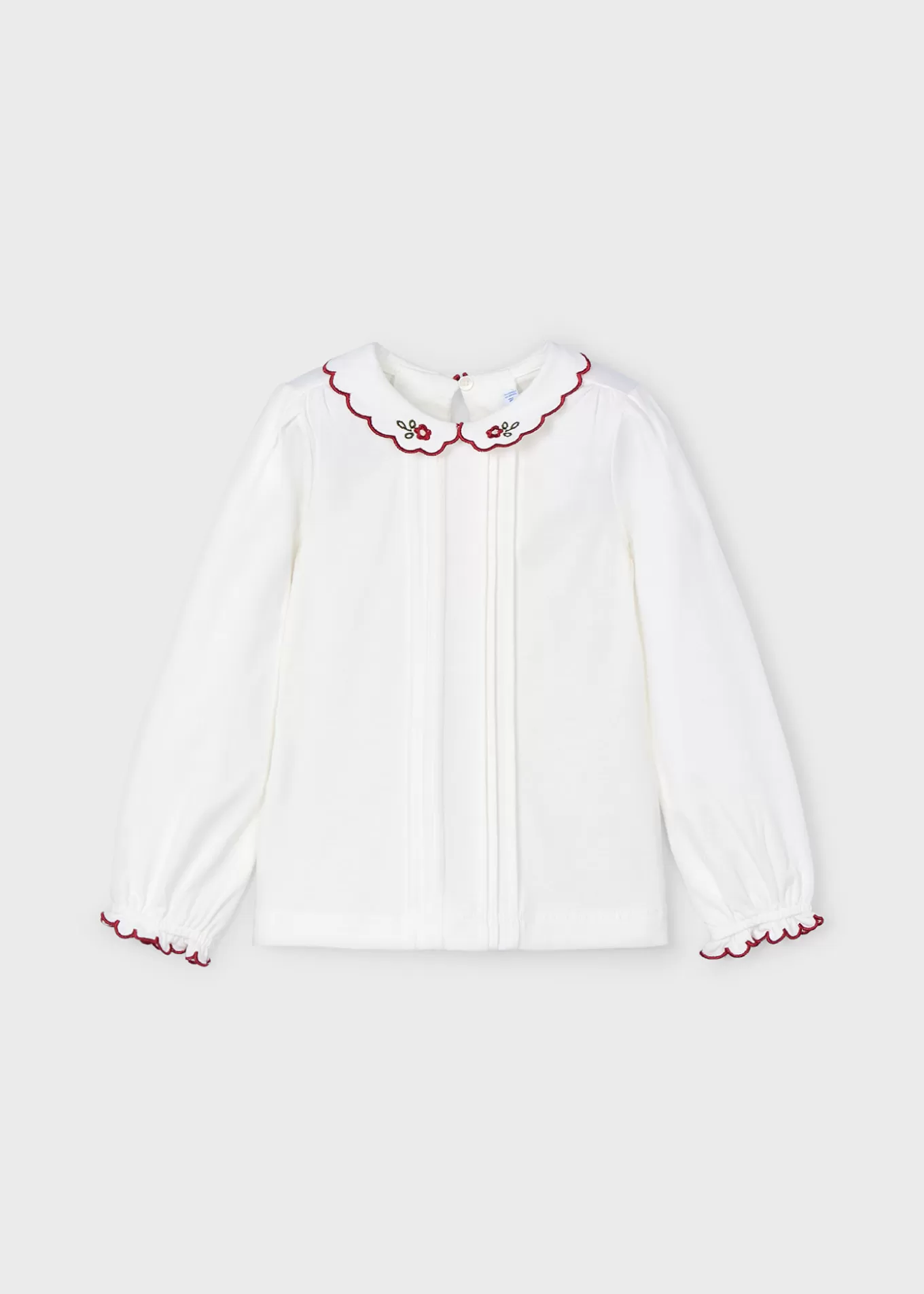 Blusas Y Tops^Mayoral Blusa cuello bordado niña Crudo-Guinda