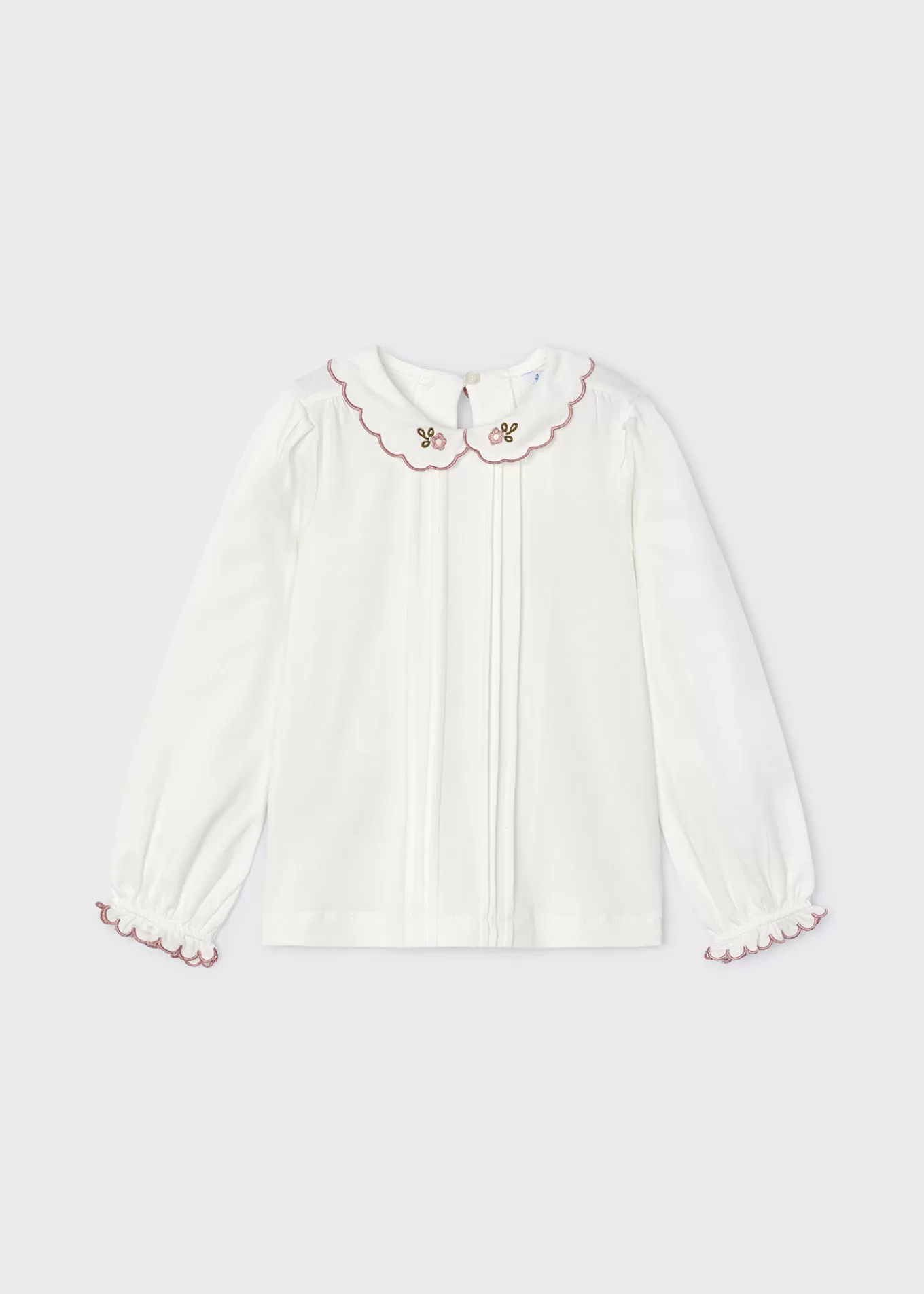 Blusas Y Tops^Mayoral Blusa cuello bordado niña Crudo-Rosado