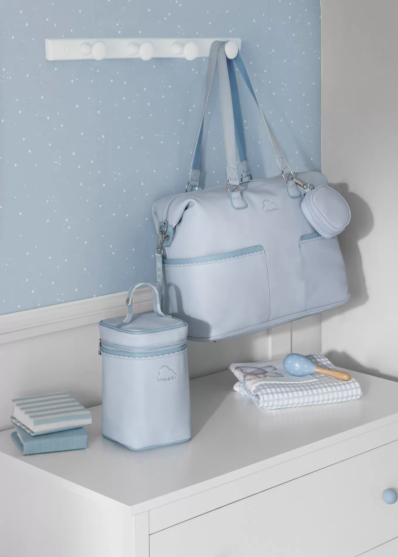 Bolsos De Maternidad^Mayoral Bolso maternidad ondas con portachupete bebé Babyblue