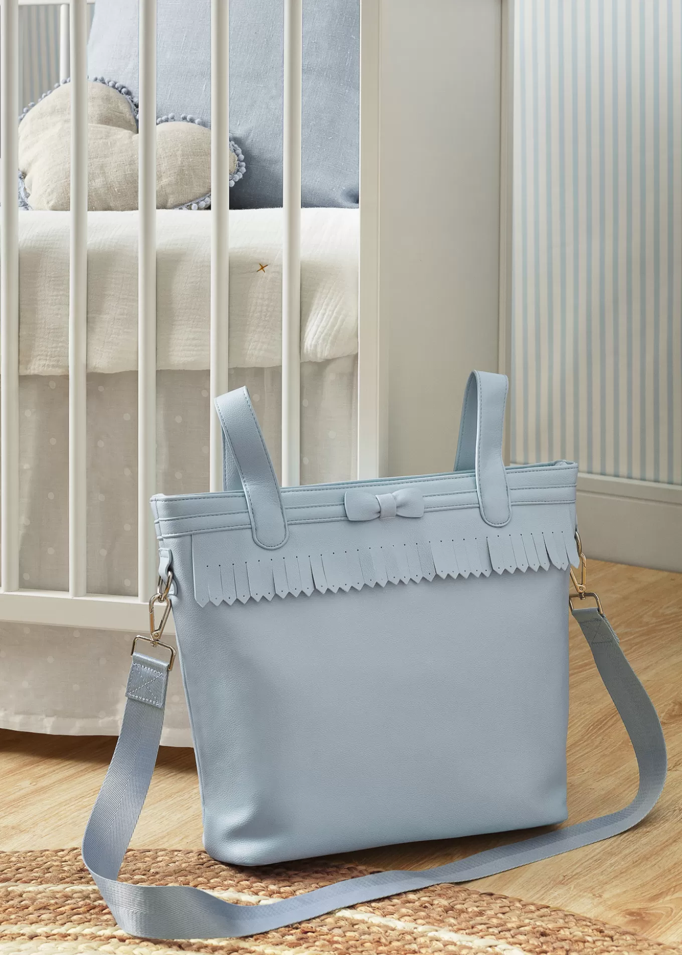 Bolsos De Maternidad^Mayoral Bolso panera flecos bebé Babyblue