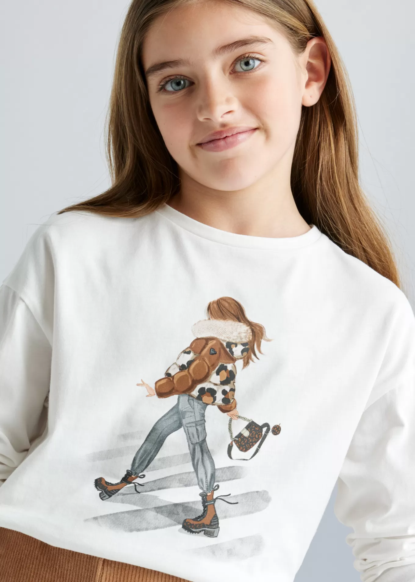 Camisetas Y Polos^Mayoral Camiseta hombro caído chica Crudo-Canela
