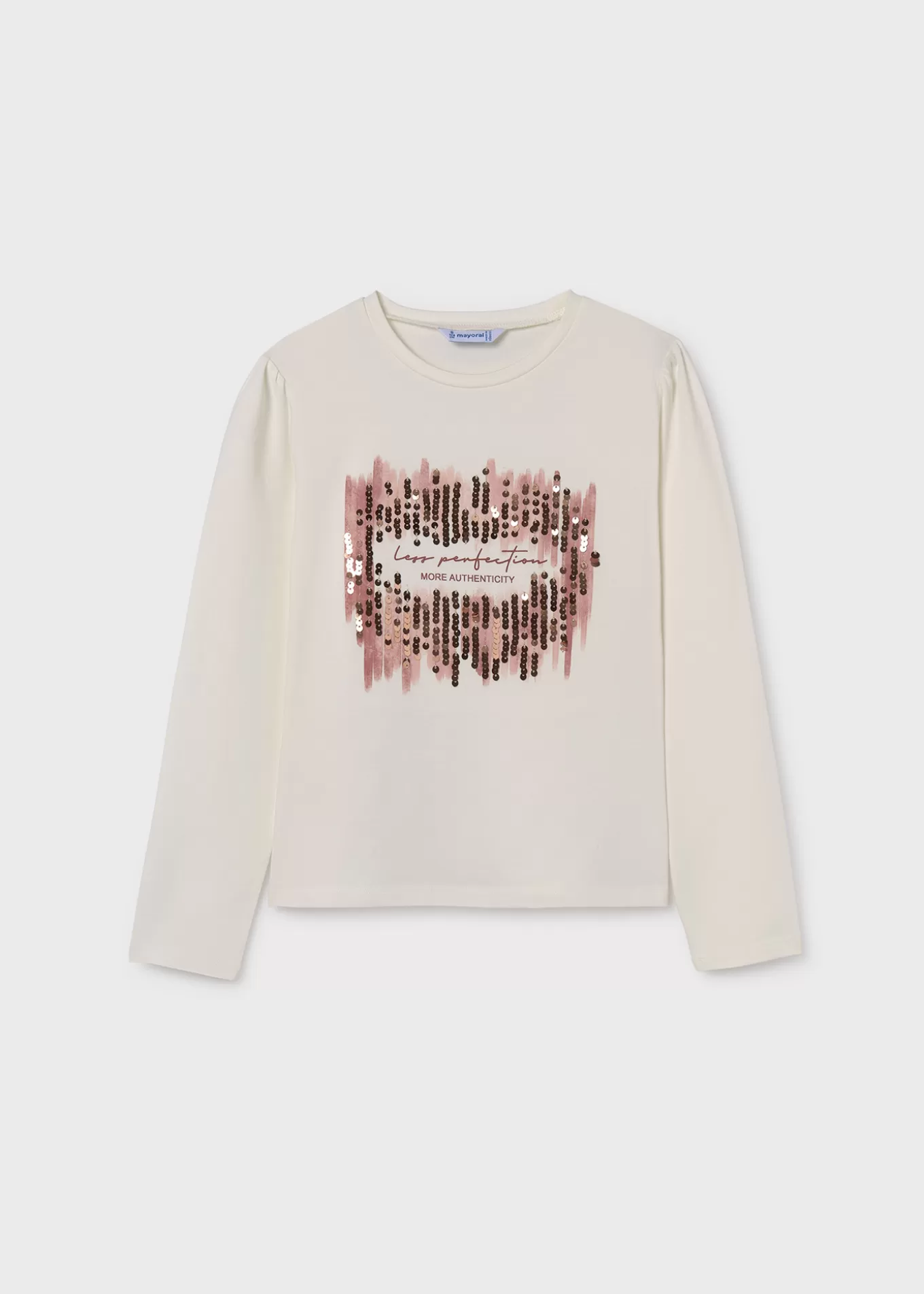 Camisetas Y Polos^Mayoral Camiseta lentejuelas chica Crudo-Nude