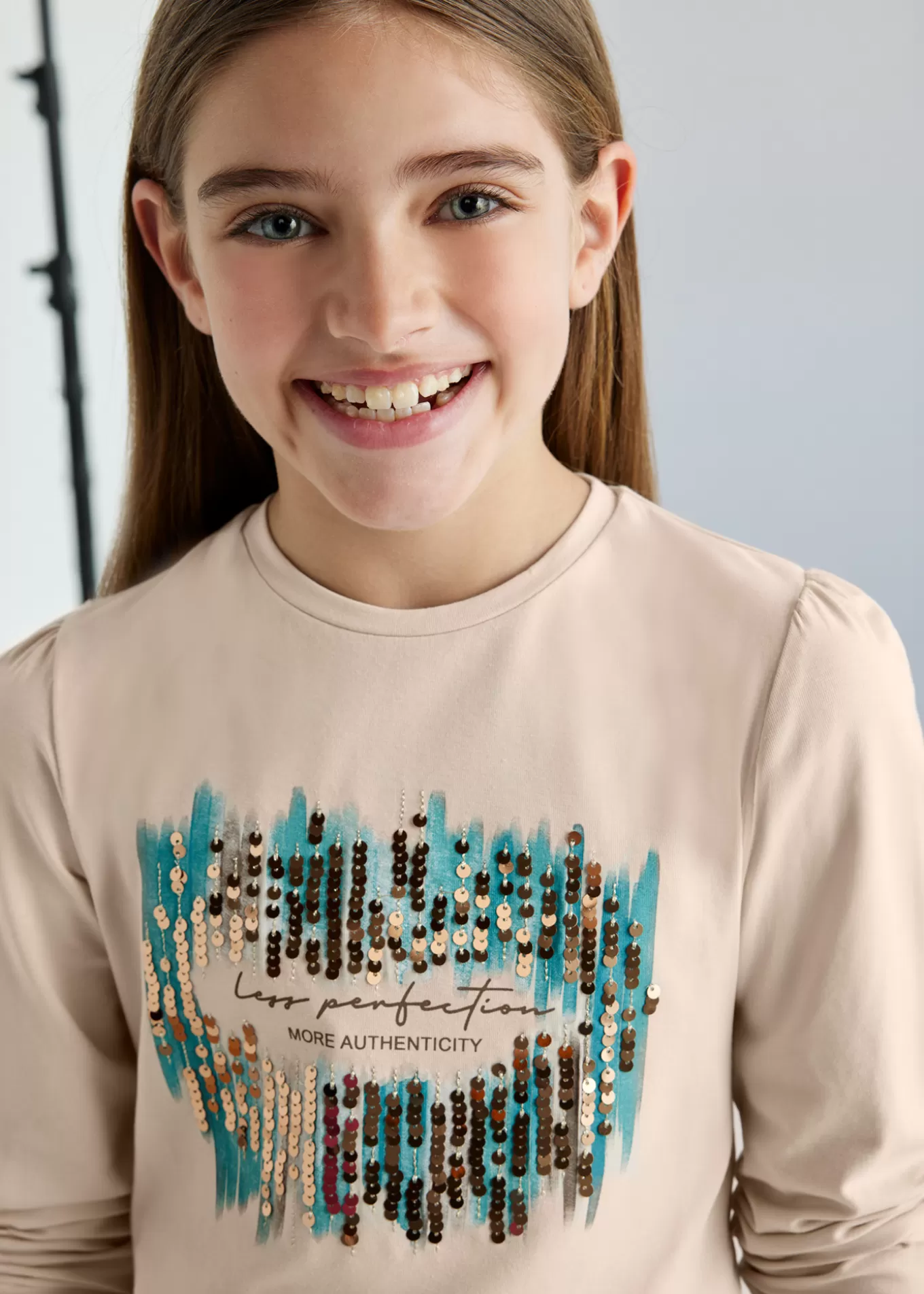 Camisetas Y Polos^Mayoral Camiseta lentejuelas chica Piedra